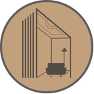 ikona graficzna - wnętrze z sofą